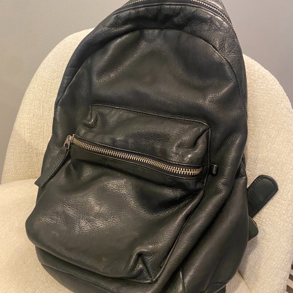 Baggu Black Leather Backpack
